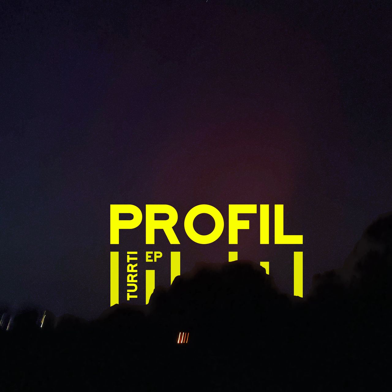 Gelber Schriftzug "Profil EP" vor einem Nachthimmel.